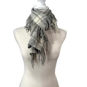 Banana Republic Wool Angora Plaid Scarf Gray Preppy